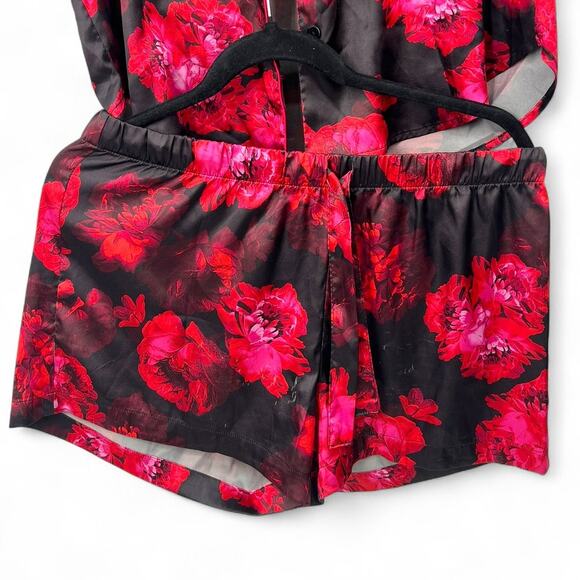 VICTORIA'S Secret M Pj's Pajama Set Satin Shorts Top Dark Floral Women Sleepwear - Picture 3 of 5